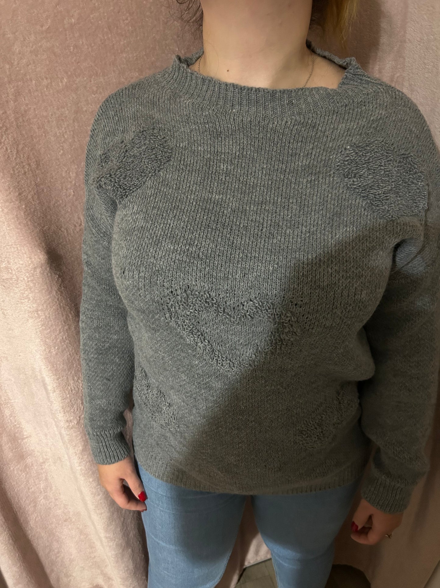 Pull cœur gris